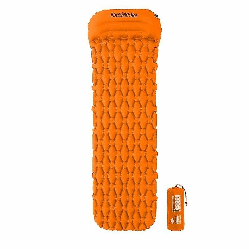 136830.970 Килимок надувний з подушкою Naturehike FC-12 NH19Z012-P, 65 мм, помаранчевий - Зображення 1