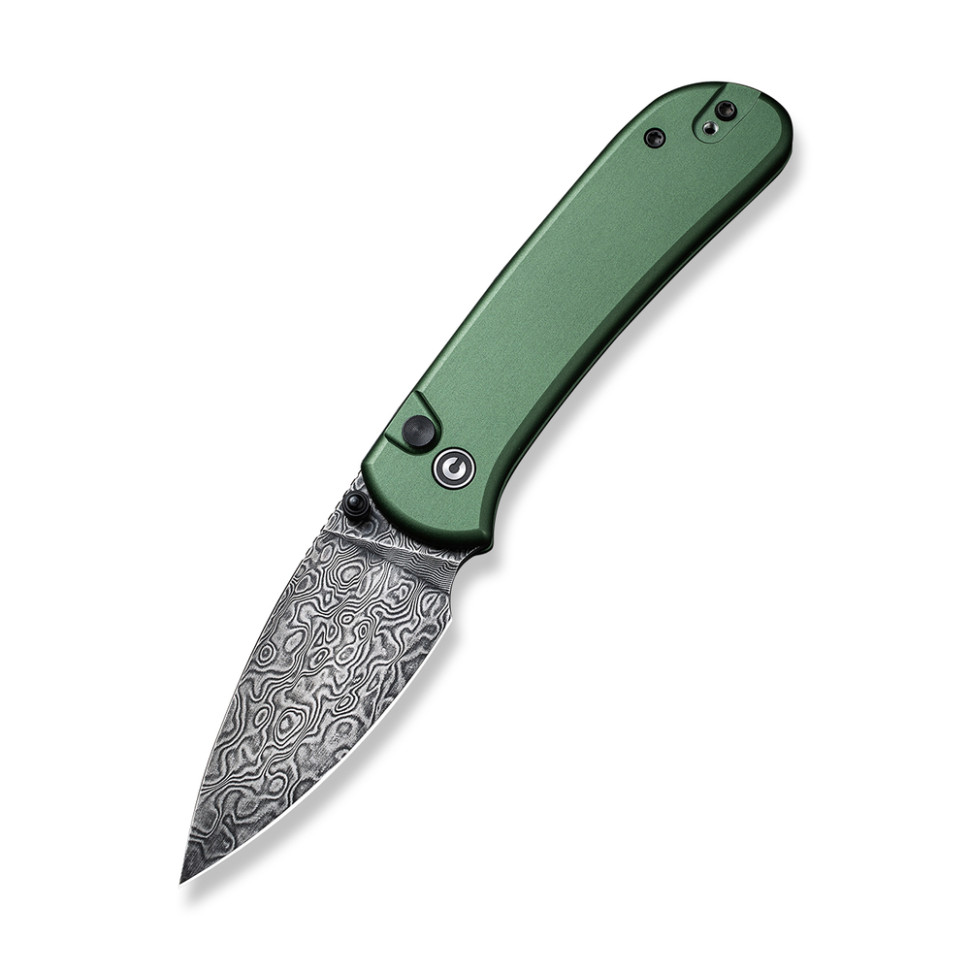 357990.970 Ніж складаний кишеньковий Civivi Qubit, (7.6 см) Damascus / Aluminum темно-зелений - Зображення 1