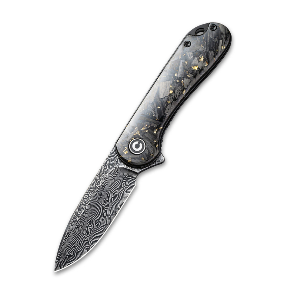 365514.970 Ніж складаний кишеньковий Civivi Elementum, (7.5 см) Damascus / Carbon Fiber сірий - Зображення 1