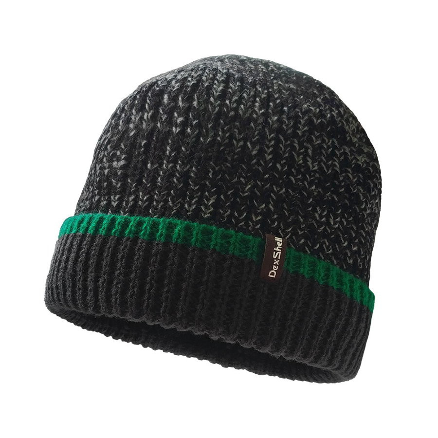 5004423.970 Шапка водонепроникна Dexshell Cuffed Beanie, р-р S/M (56-58 см) чорна з зеленою смугою - Зображення 1
