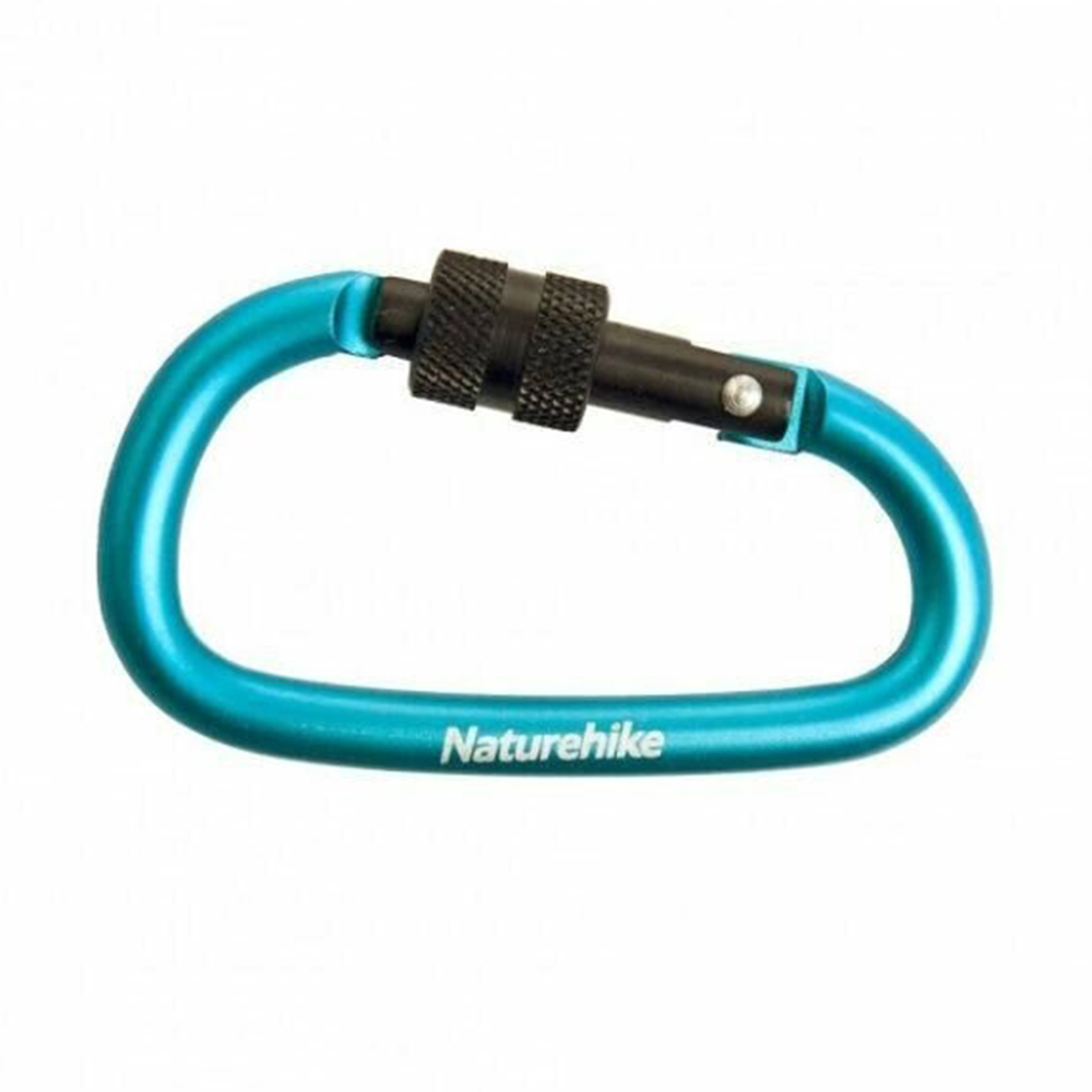 karabin_mnogofunkcionalnyi_naturehike Карабін алюмінієвий с муфтою Naturehike D-type 80 мм NH15A008-D блакитний - Зображення 1